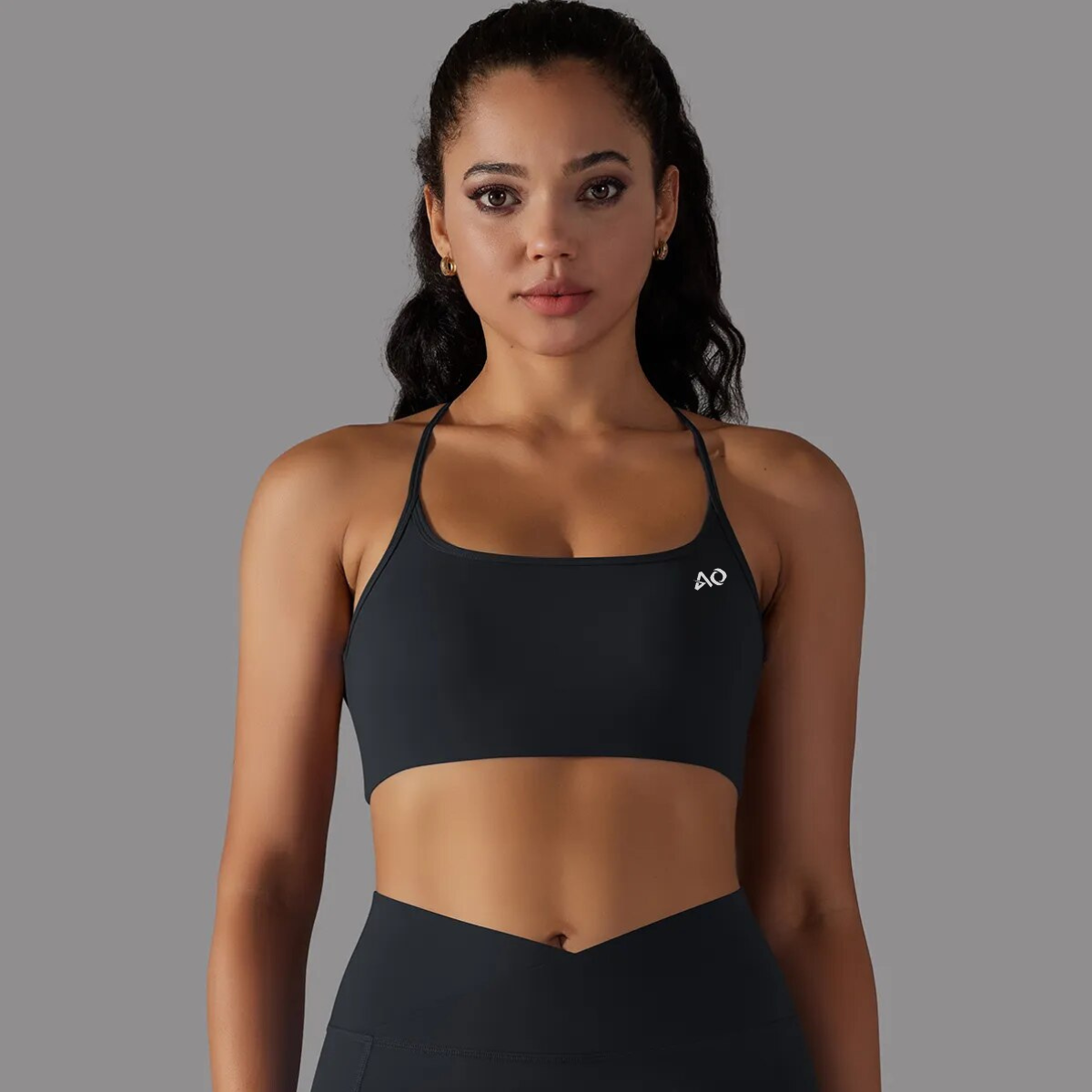 Black Shape Cross Sports Bra