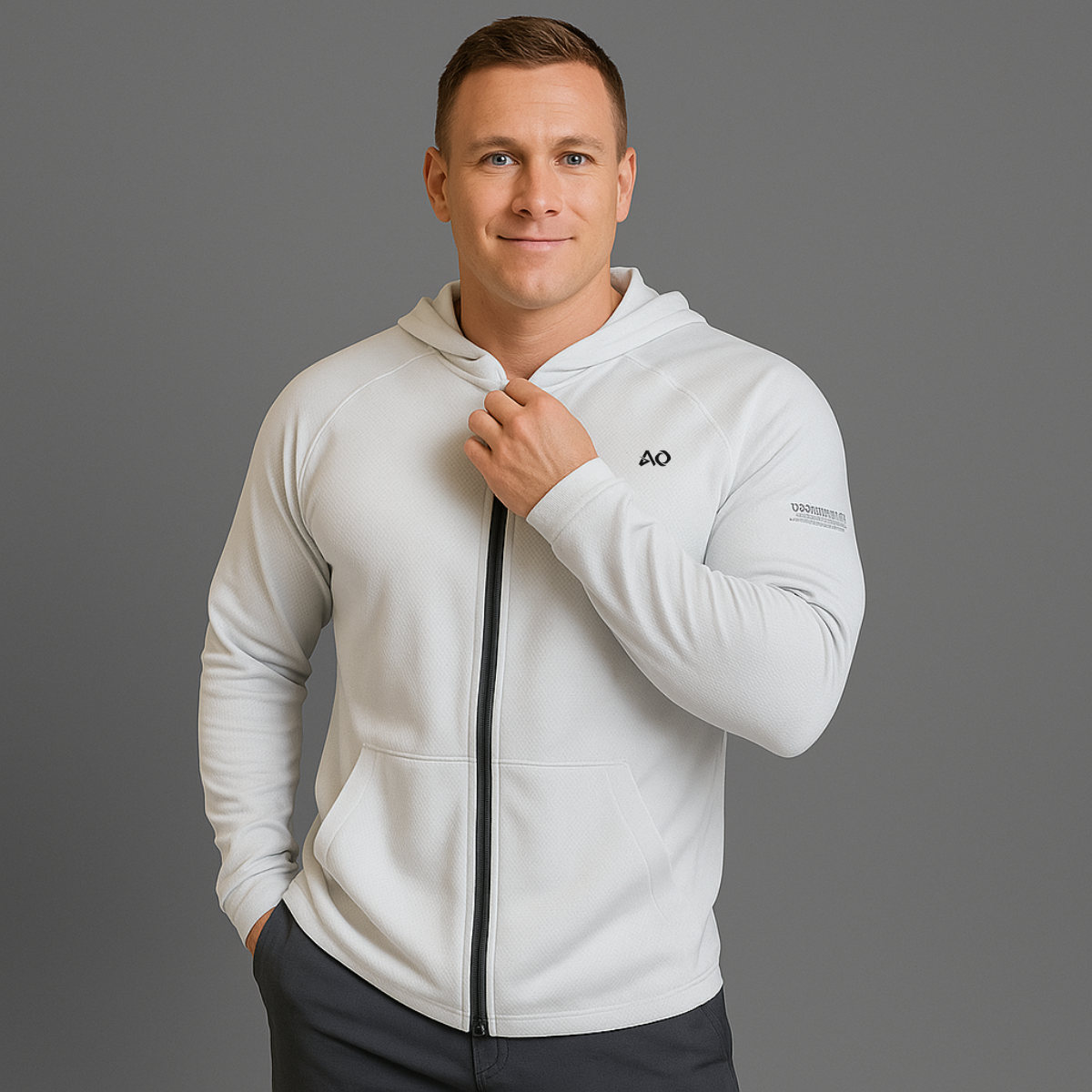 White Performance Zip Up Hoodie
