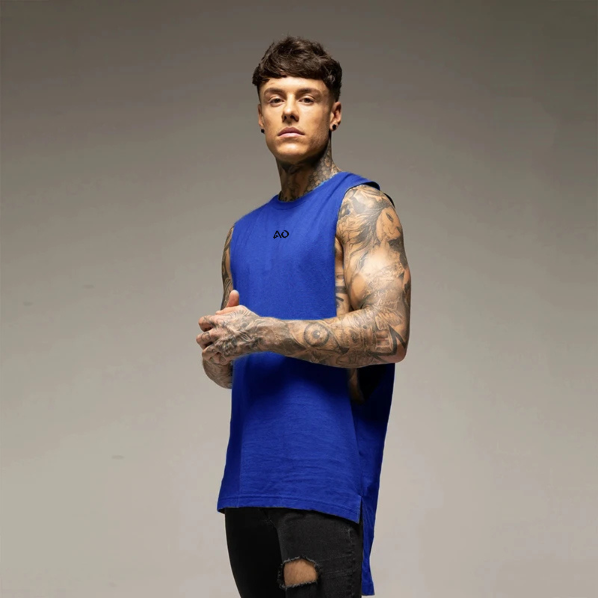 Blue Muscle Tank Top