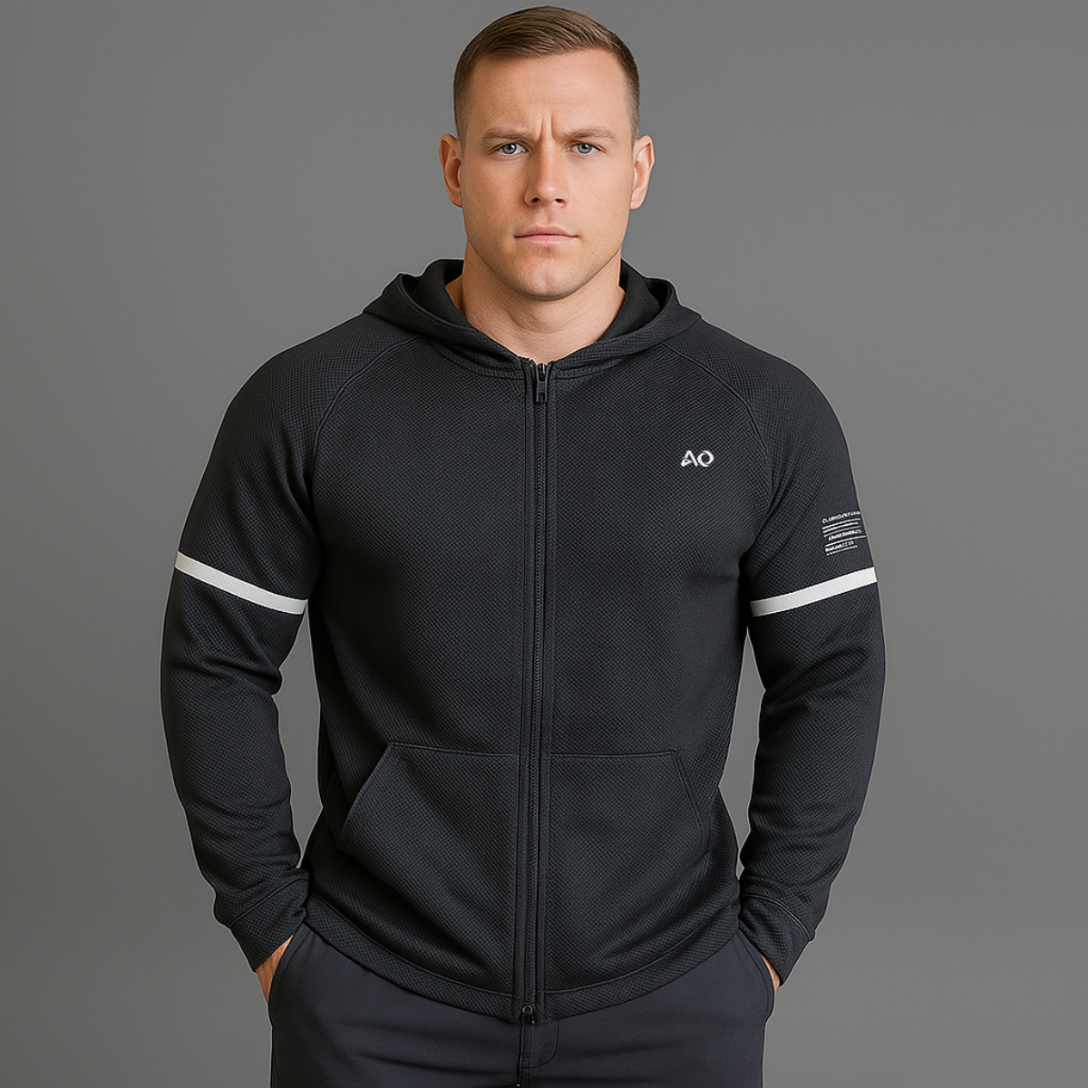 Dark Grey Performance Zip Up Hoodie