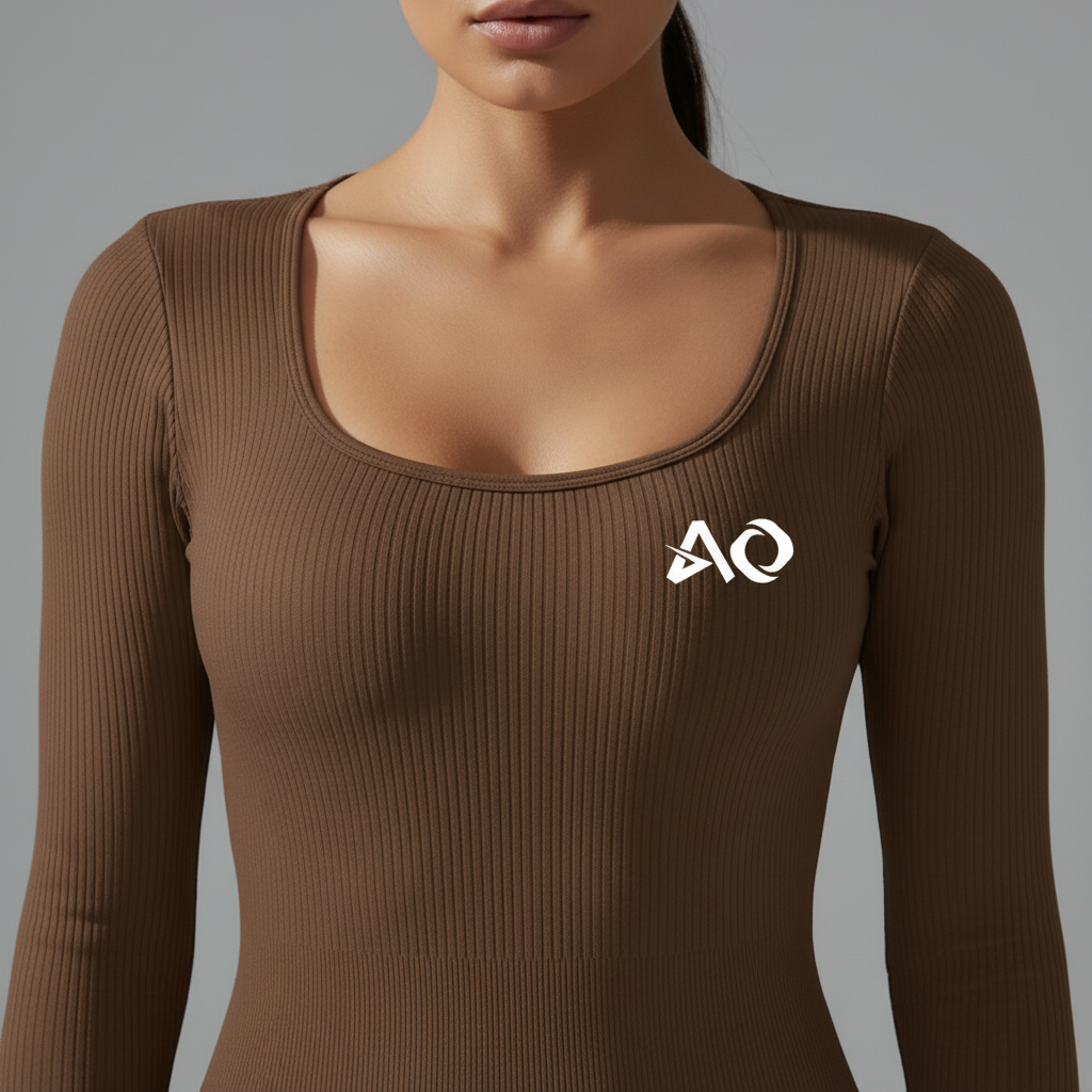 Brown Unitard - ActiveOne Logo Close-Up