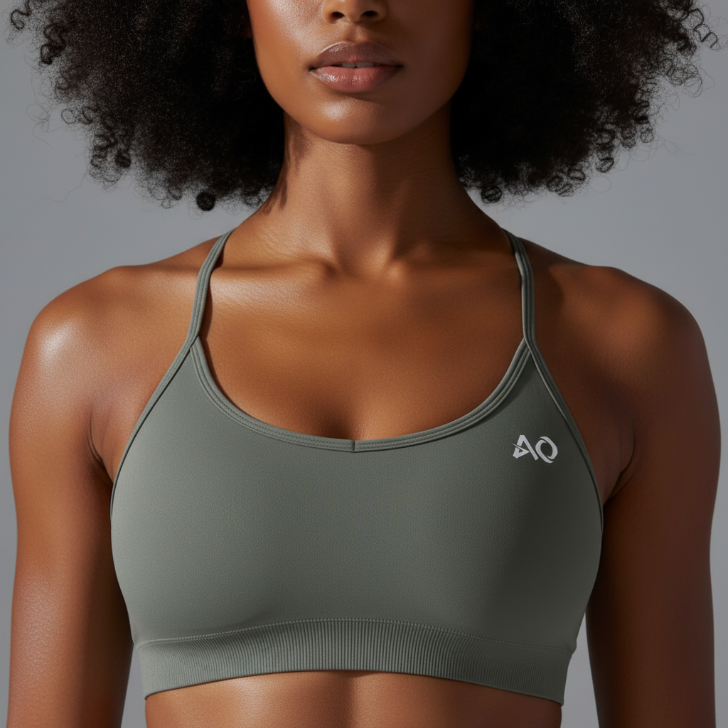 Olive Green Bra Front AO Logo Closeup