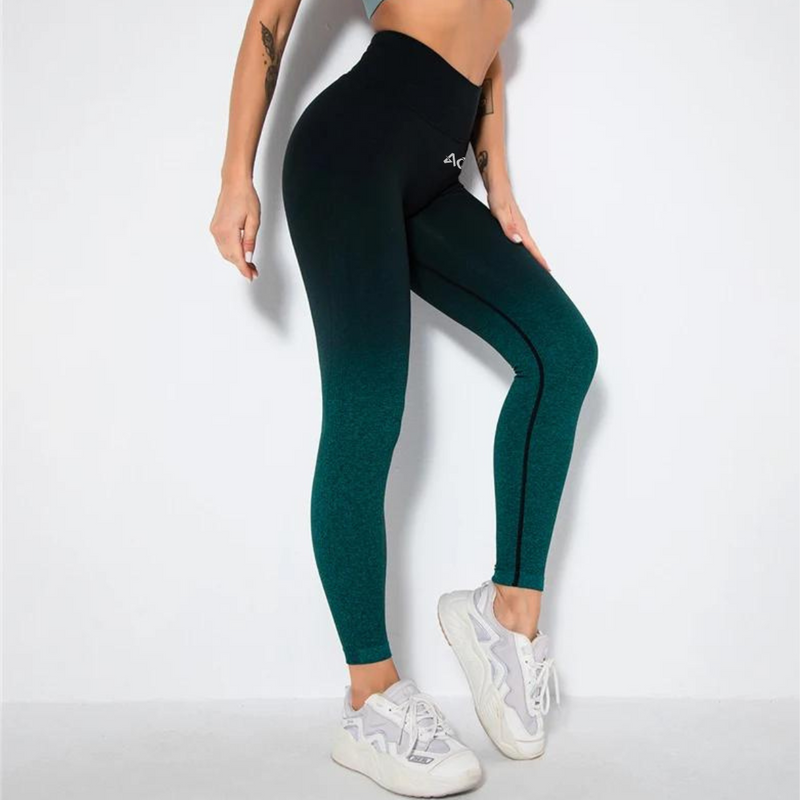 Black Green Gradient Seamless Leggings