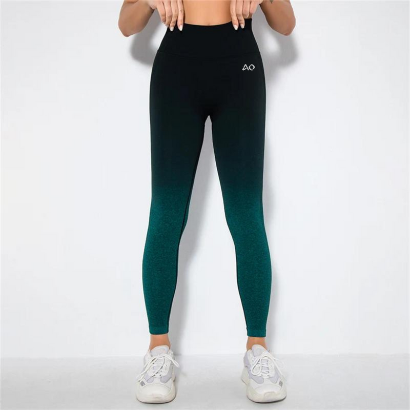 Black Green Gradient Seamless Leggings