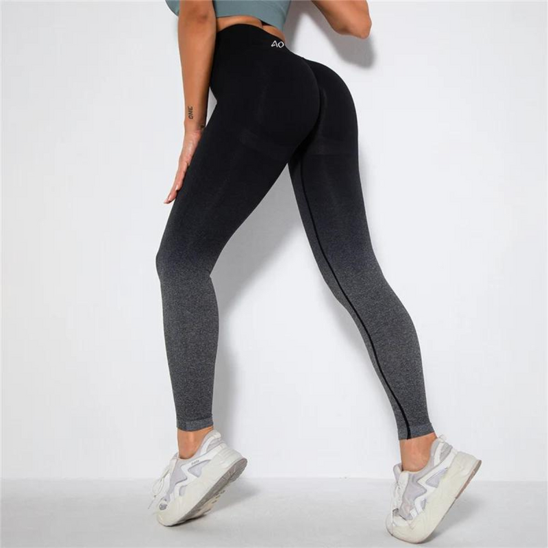 Black Grey Gradient Seamless Leggings