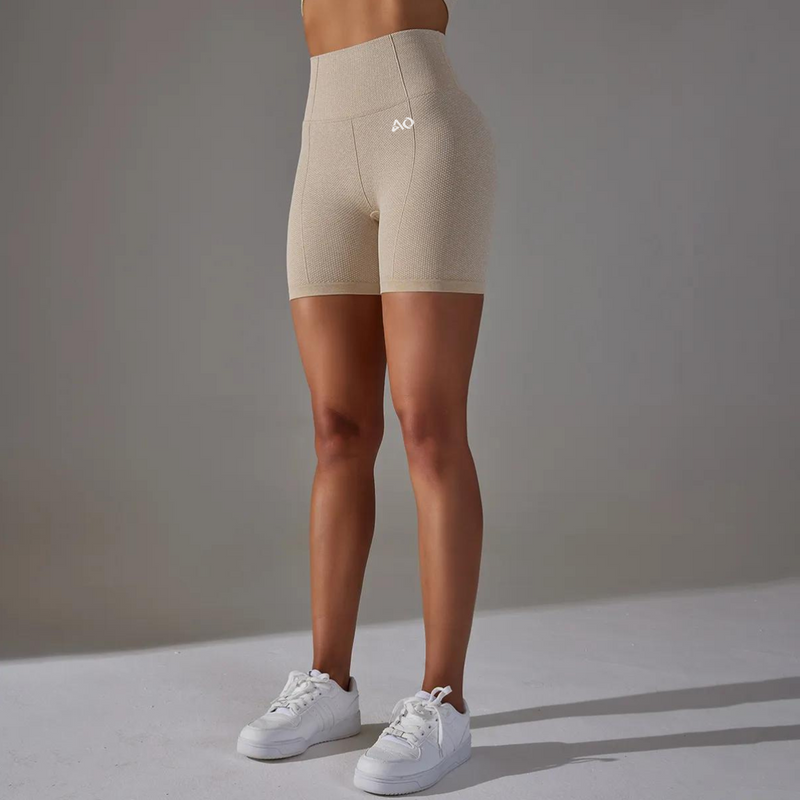 Beige Seamless Scrunch Shorts