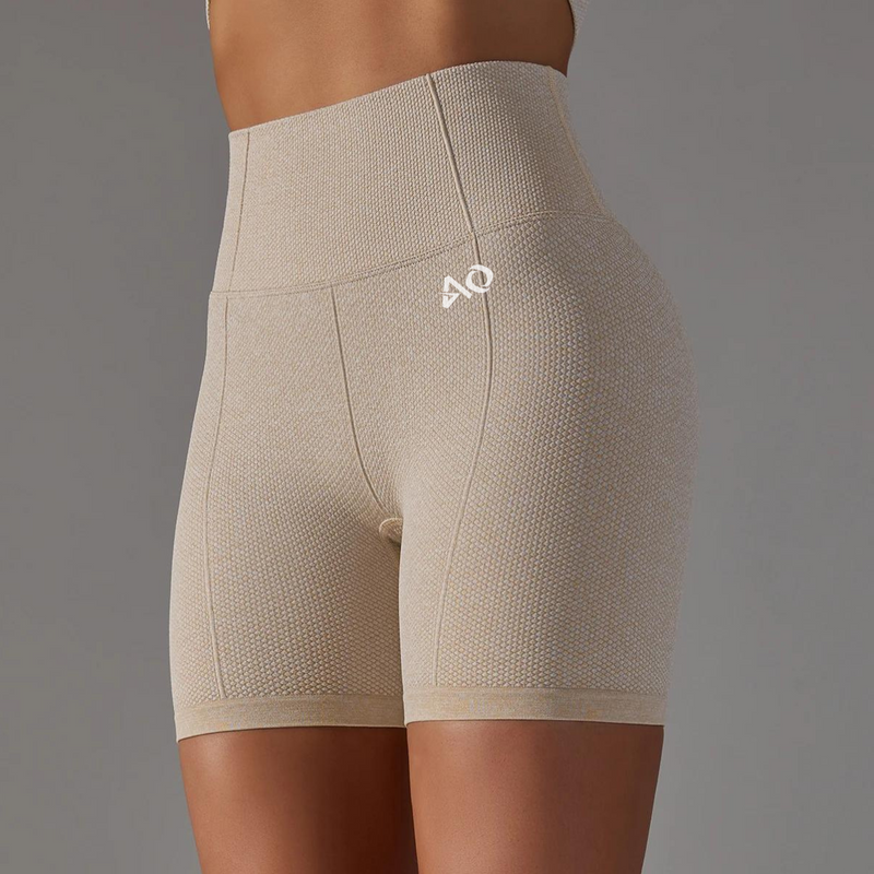 Beige Seamless Scrunch Shorts