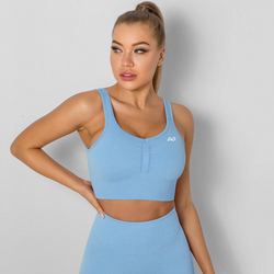 Sky Ribbed Sports Bra