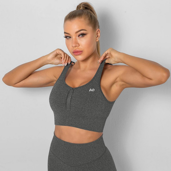 Smoke Ribbed Sports Bra