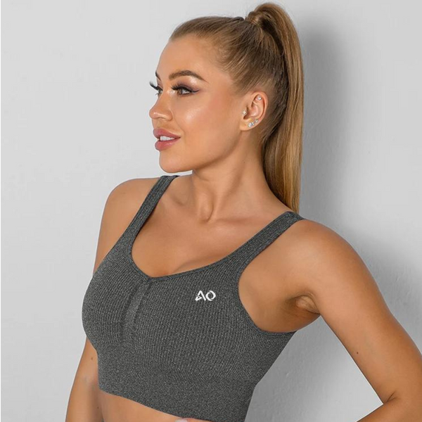 Smoke Ribbed Sports Bra