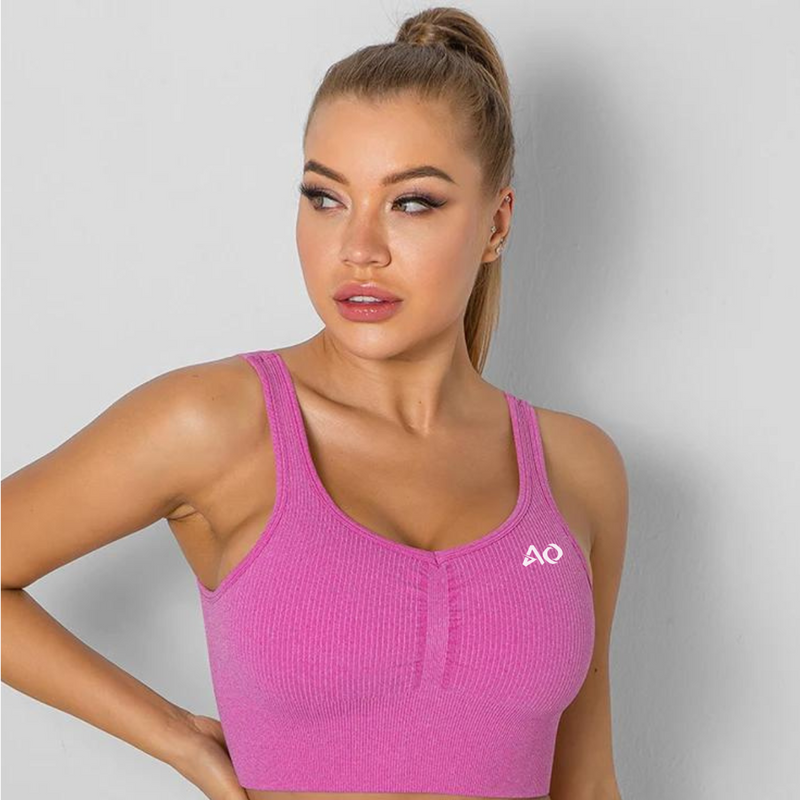 Rose Ribbed Sports Bra