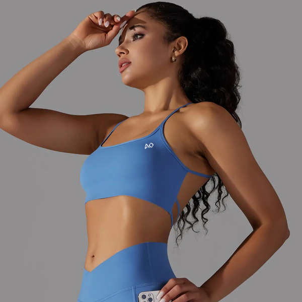 Deep Blue Shape Cross Sports Bra