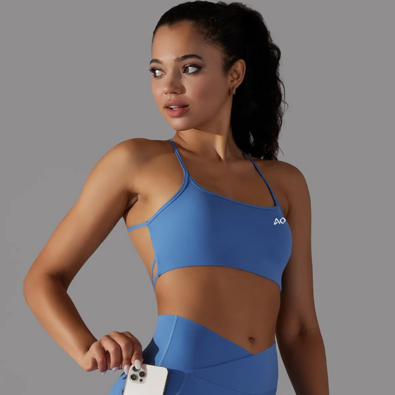 Deep Blue Shape Cross Sports Bra