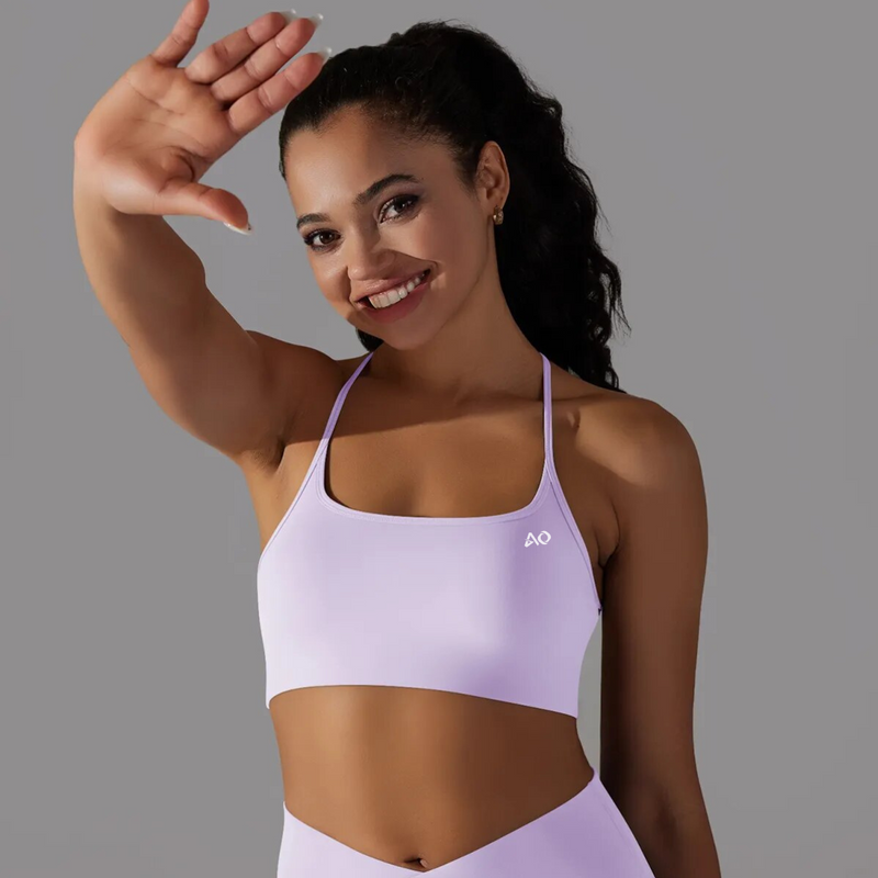 Light Purple Shape Cross Sports Bra