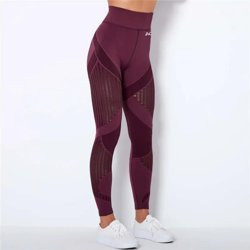 Wine Red Flex Seamless Knit Leggings