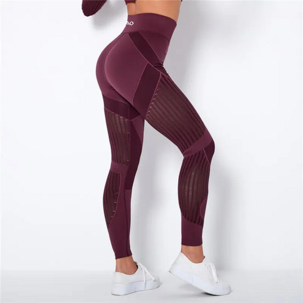 Wine Red Flex Seamless Knit Leggings