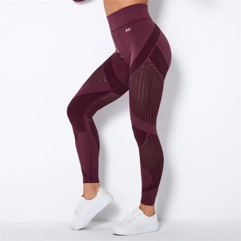 Wine Red Flex Seamless Knit Leggings