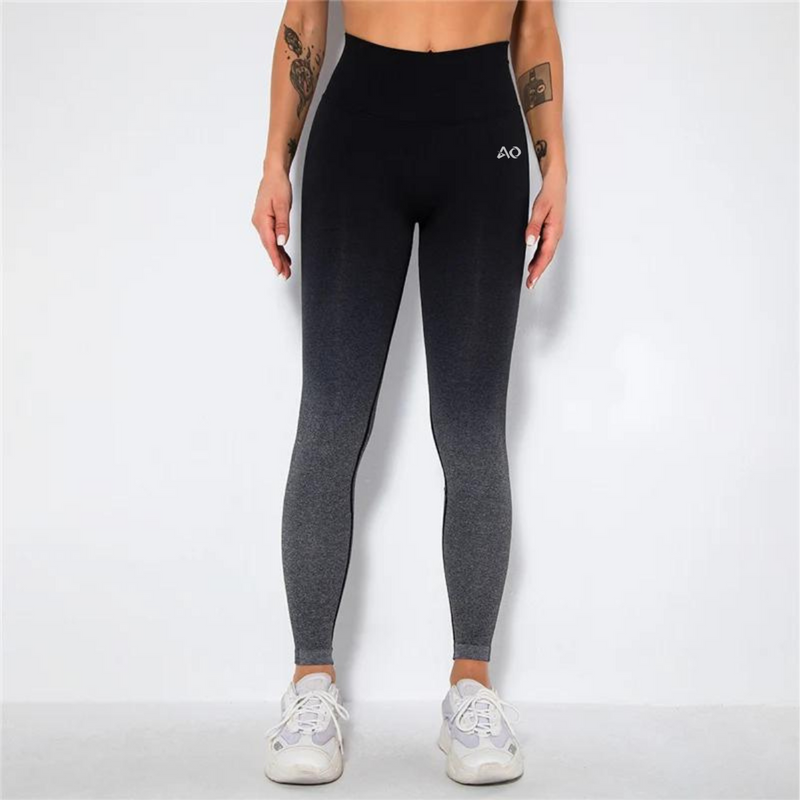 Black Grey Gradient Seamless Leggings