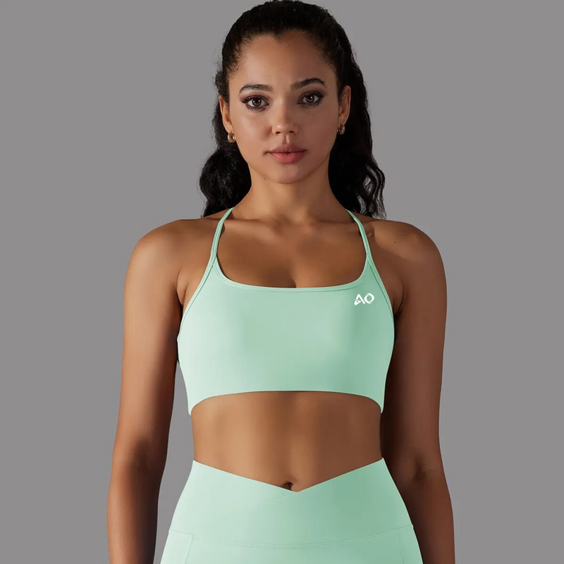 Mint Green Cross Sports Bra