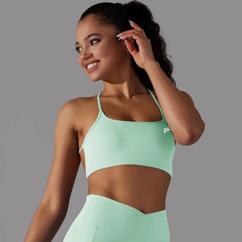 Mint Green Cross Sports Bra