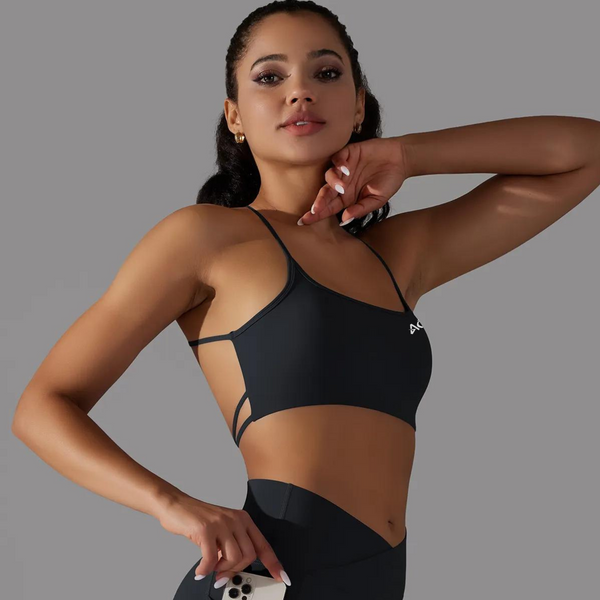 Black Shape Cross Sports Bra