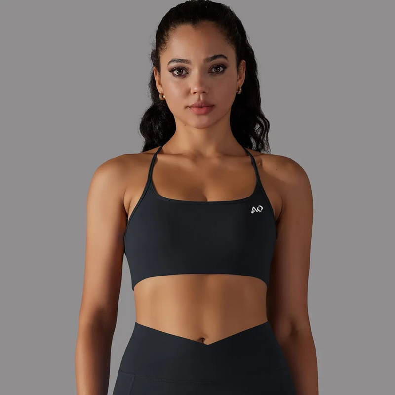 Black Shape Cross Sports Bra