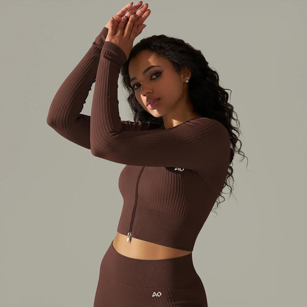 Brown Ultra Long Sleeve Top