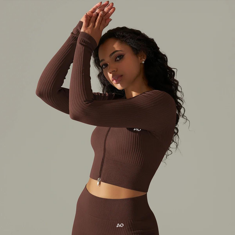 Brown Ultra Long Sleeve Top