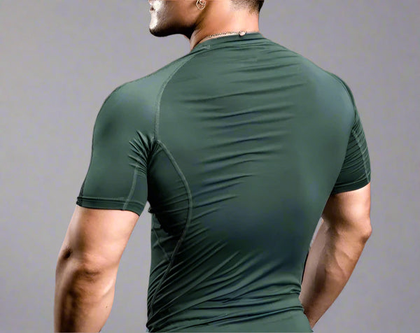 Black-Fog Green Compression Baselayer T-Shirt