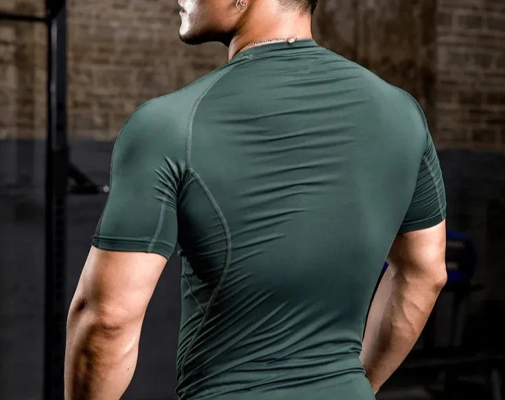 Black-Fog Green Compression Baselayer T-Shirt