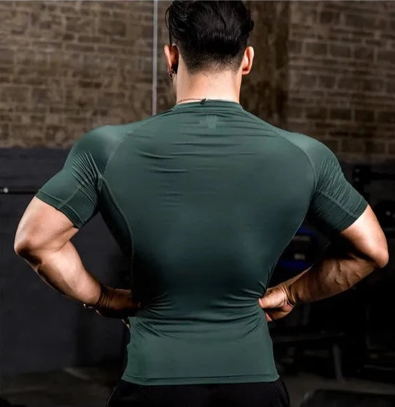 Black-Fog Green Compression Baselayer T-Shirt