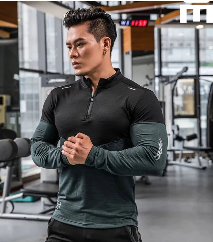 Black-Green Compression Long Sleeve T-Shirt