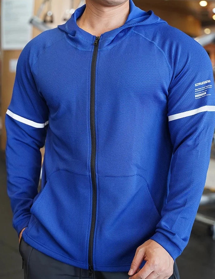 Blue Performance Zip Up Hoodie