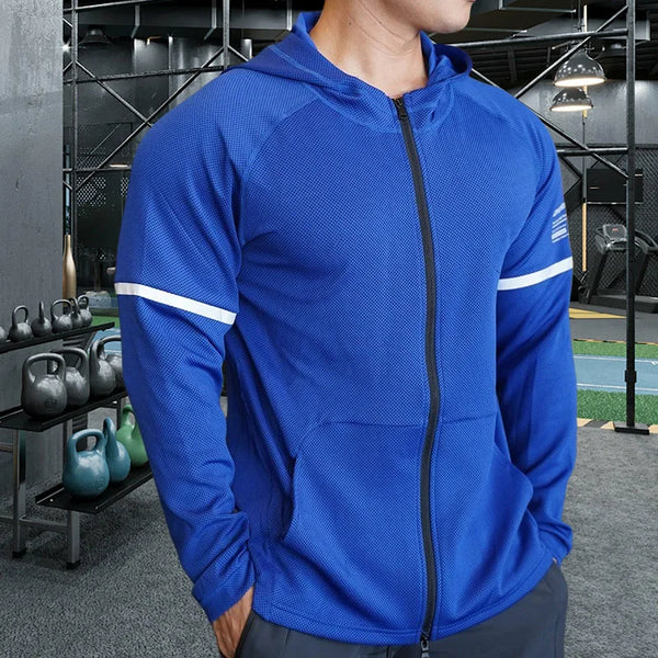 Blue Performance Zip Up Hoodie