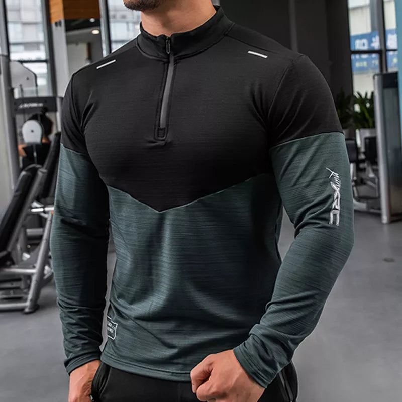 Men's Workout Shirts & Tops - Compression Fit in Green for