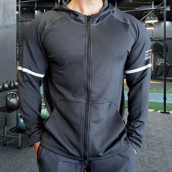 Dark Grey Performance Zip Up Hoodie