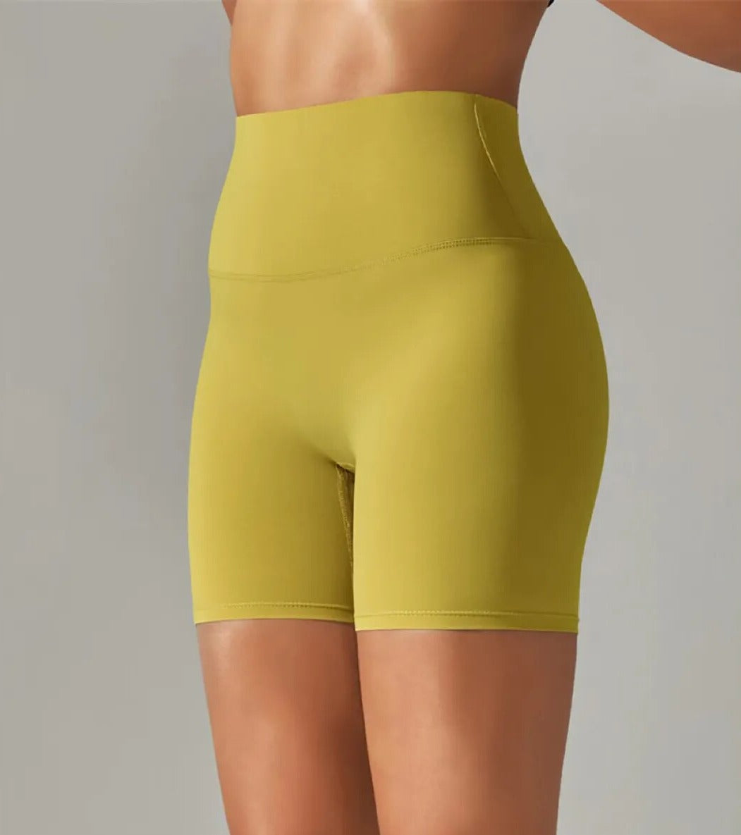 High-Rise Compression Shorts - Yellow