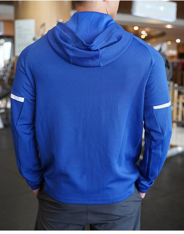 Blue Performance Zip Up Hoodie