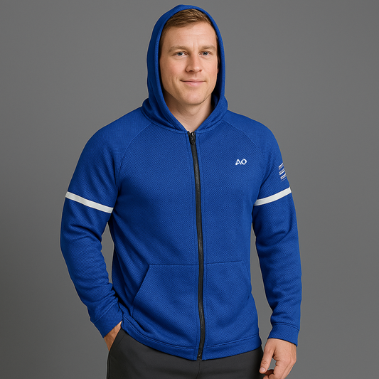 Blue Performance Zip Up Hoodie