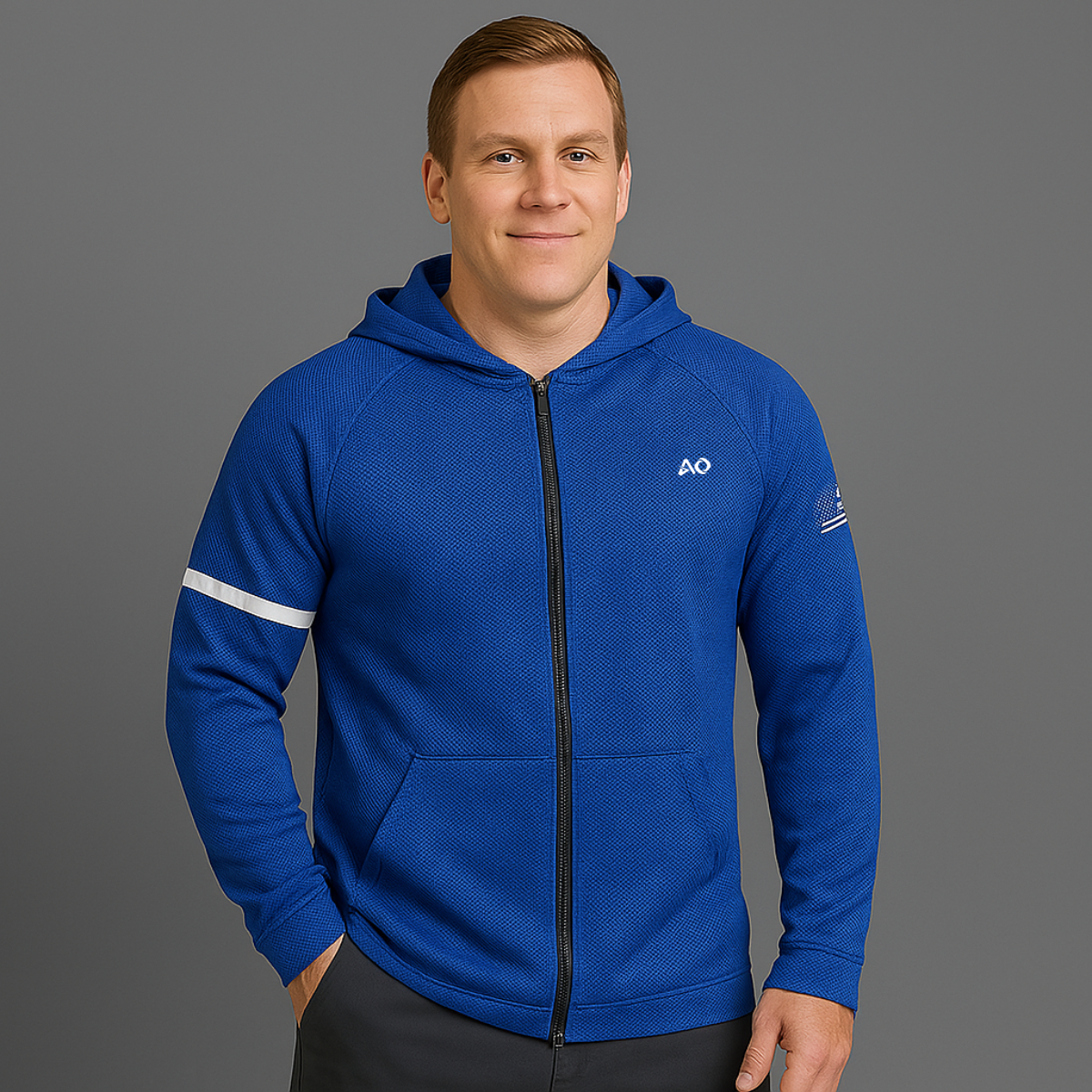 Blue Performance Zip Up Hoodie