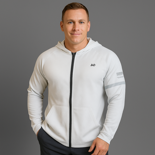 White Performance Zip Up Hoodie
