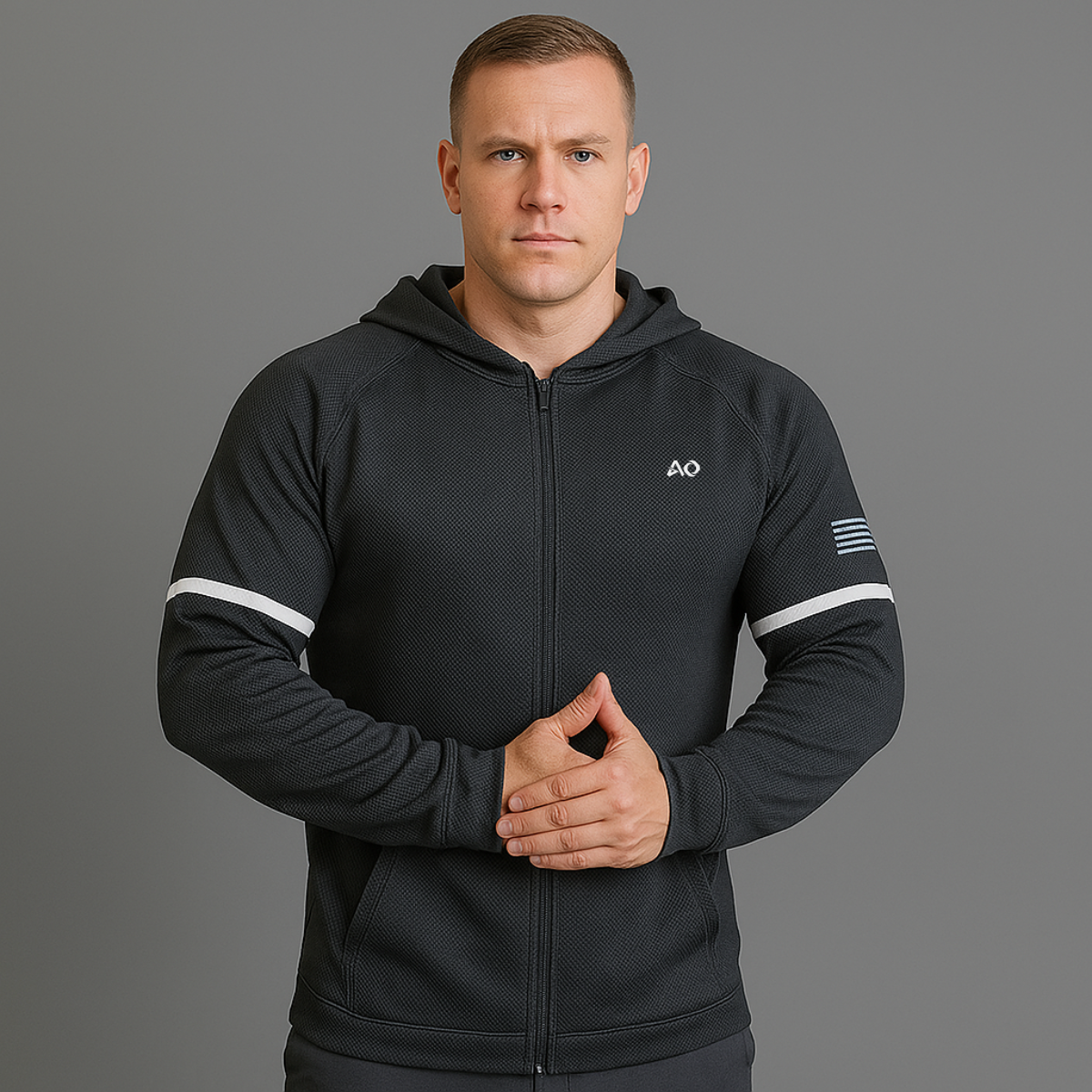 Dark Grey Performance Zip Up Hoodie