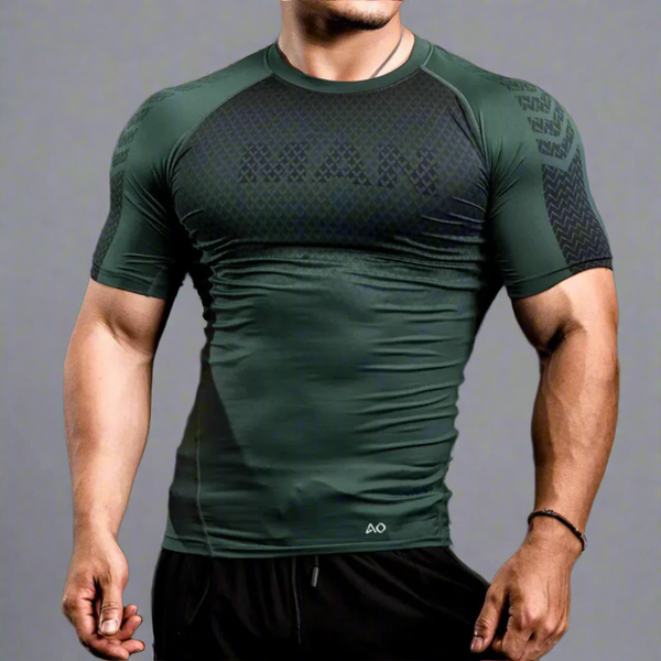Black-Fog Green Compression Baselayer T-Shirt