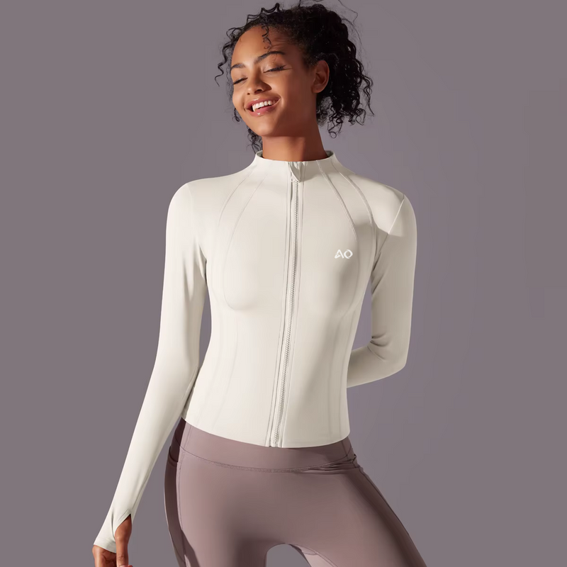 Ivory Zip-Up Activewear Jacket