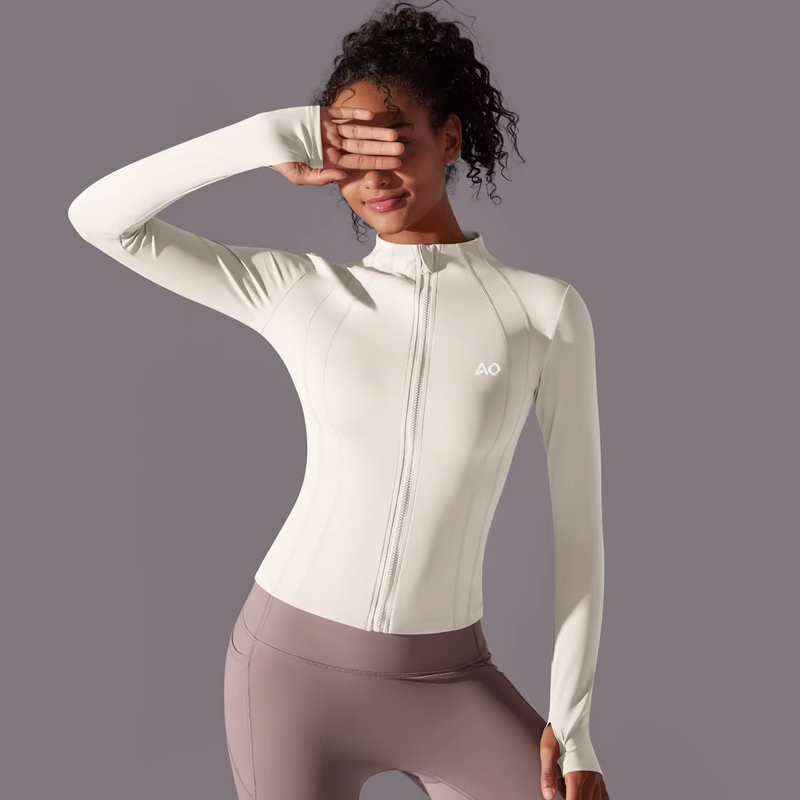 Ivory Zip-Up Activewear Jacket