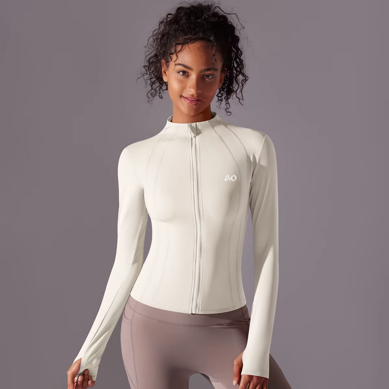 Ivory Zip-Up Activewear Jacket