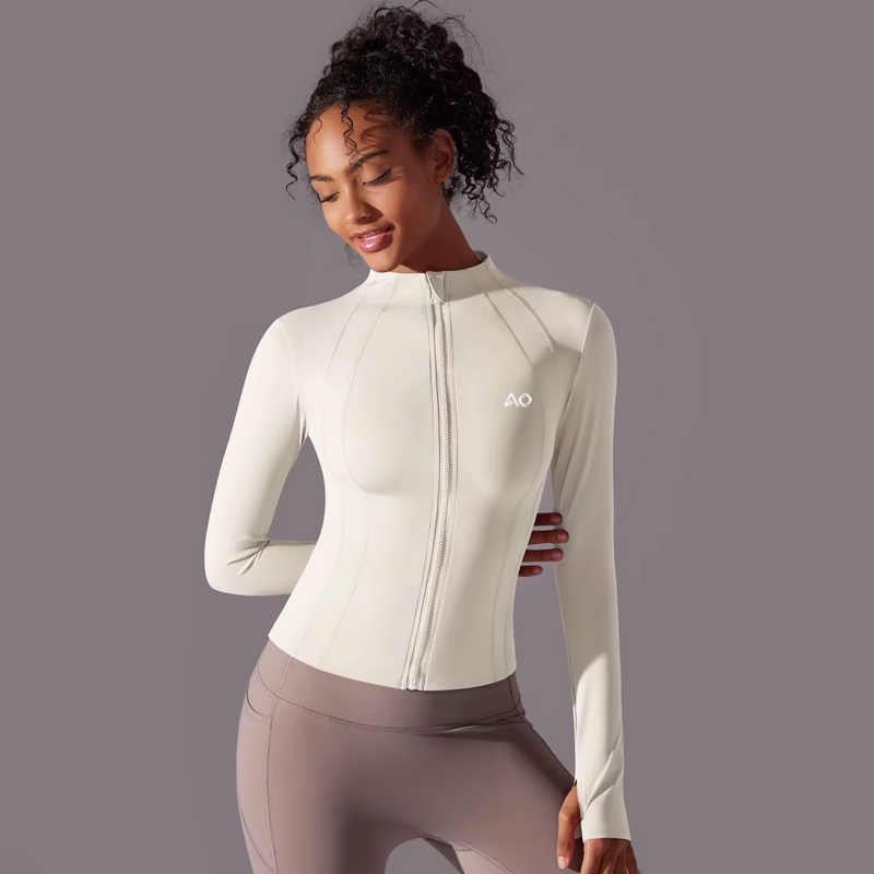 Ivory Zip-Up Activewear Jacket