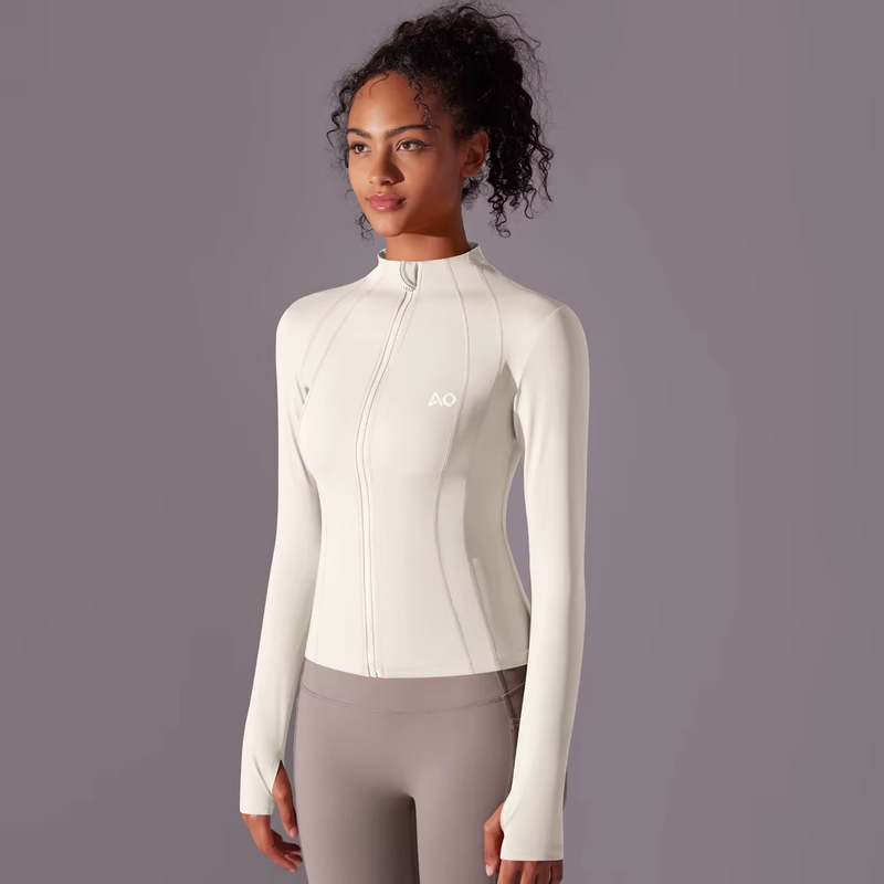 Ivory Zip-Up Activewear Jacket