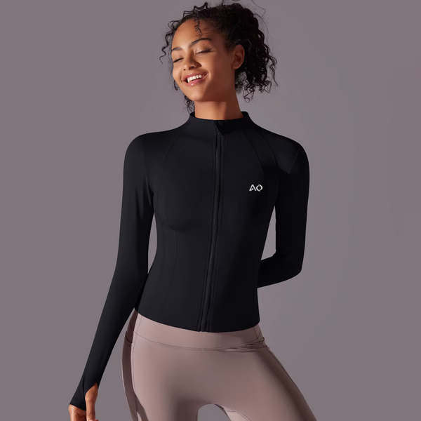 Black Zip-Up Activewear Jacket