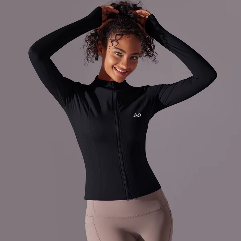 Black Zip-Up Activewear Jacket